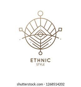 Abstract nature logo. Vector geometric badge. Sacred alchemic symbol. Outline icon of abstract shapes, piramyd - business emblem for design card, alchemy, zen, ecology, religion concepts, yoga Center.