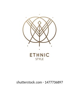 Abstract nature logo. Vector geometric badge. Sacred alchemic symbol. Outline icon of abstract shapes, piramyd - business emblem for design card, alchemy, zen, ecology, religion concepts, yoga Center.
