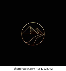 Abstract nature logo. Vector geometric badge. Sacred Chemist symbol. Line art icon of abstract shapes pyramid Illustration Vector Template. business emblem chemist, zen, ecology, religion concepts