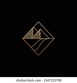 Abstract nature logo. Vector geometric badge. Sacred Chemist symbol. Line art icon of abstract shapes pyramid Illustration Vector Template. business emblem chemist, zen, ecology, religion concepts
