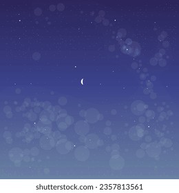 Abstract Nature Night Sky Background Wallpaper With A Lot Of Stars And Fog Clouds Calm Blue Moon Mystique Fantasy Vector Design