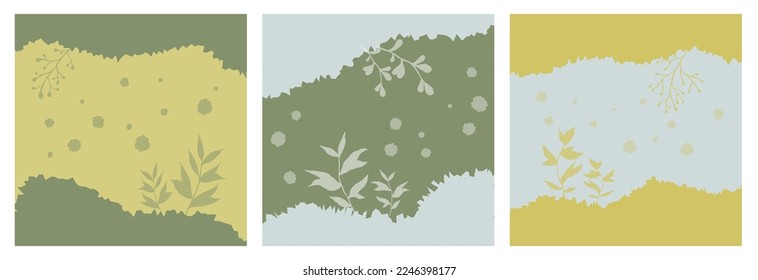 Abstract nature organic objects earth tone colour in square frame minimal design. Vector illustration.  