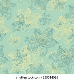 Abstract Nature Pattern with flowers. Endless pattern can be used for wallpaper, pattern fills, web page background, surface textures.