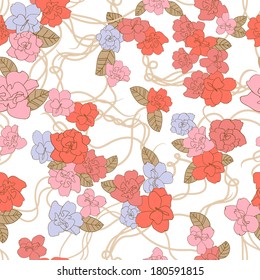 Padrão de natureza abstrata com flores. Padrão infinito pode ser usado para papel de parede, preenchimentos de padrão, fundo da página da web, texturas de superfície. 