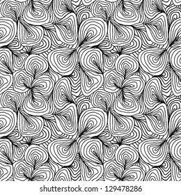 Abstract Nature Pattern with plants, flowers. Monochrome/ Endless pattern can be used for wallpaper, pattern fills, web page background, surface textures.