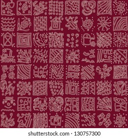 Abstract Nature Pattern with plants, flowers. Monochrome/ Endless pattern can be used for wallpaper, pattern fills, web page background, surface textures.