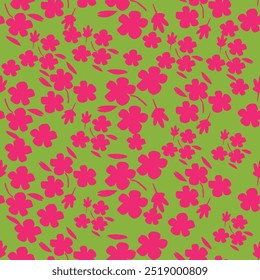 Abstract Nature Pattern with plants, flowers. Endless pattern can be used for wallpaper, pattern fills, web page background, surface textures