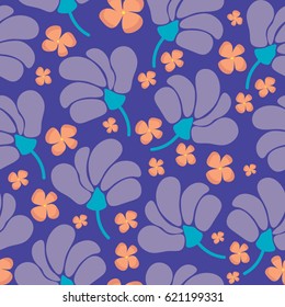 Abstract Nature Pattern with plants, flowers. Endless pattern can be used for wallpaper, pattern fills, web page background, surface textures.