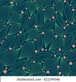 Abstract Nature Pattern with plants, flowers. Endless pattern can be used for wallpaper, pattern fills, web page background, surface textures.