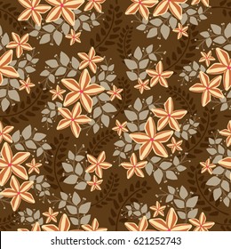 Abstract Nature Pattern with plants, flowers. Endless pattern can be used for wallpaper, pattern fills, web page background, surface textures.