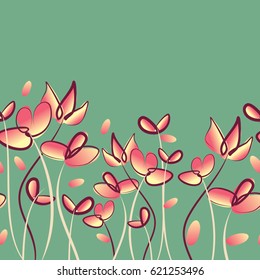 Abstract Nature Pattern with plants, flowers. Endless pattern can be used for wallpaper, pattern fills, web page background, surface textures.