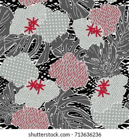 Abstract nature pattern. Print for t-shirt, apparel, fabric or wrapping. Vector is seamless and repeatable.
