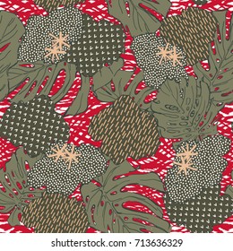 Abstract nature pattern. Print for t-shirt, apparel, fabric or wrapping. Vector is seamless and repeatable.