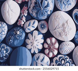 Abstract nature pebble background. Blue pebbled texture. Stone background.