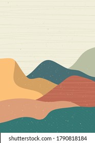 Abstract nature, sea, sky and mountain landscape. Geometric landscape background in asian japanese style. vector illustration