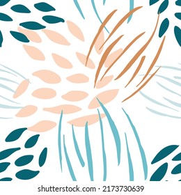 Abstract nature seamless pattern design. Wildlife tropical background. Good for wrapping paper, textile, fabric and prints.