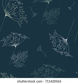 Abstract nature seamless pattern with umbel floral elements