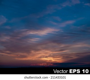 abstract nature sky background with sunrise and dark clouds