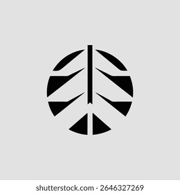 Abstract nature symbol with geometric circular tree graphic