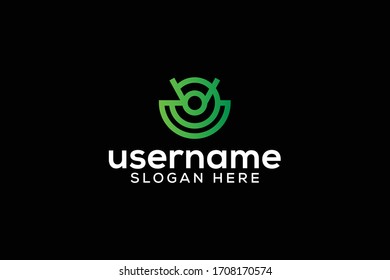abstract nature tech  media mark logo vector concept with elegant, modern and awesome gradient color on black background