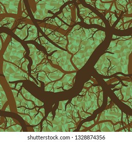 Abstract nature trees and leaves background -seamless vector pattern  camouflage