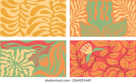 Abstract Nature-Inspired Botanical Patterns, naive organic, 'plant, spring