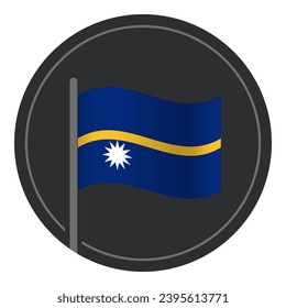Abstract Nauru Flag Flat Icon in Circle Isolated on White Background