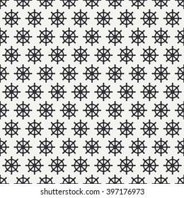 Abstract nautical seamless background pattern with steering wheel . Vector illustration texture for design, wallpaper. 