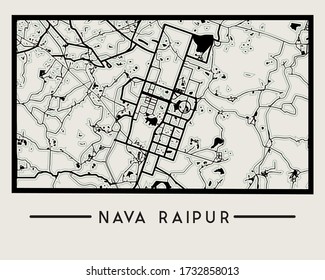 Resumen del mapa de la ciudad de Nava Raipur - Ilustración como archivo EPS 10
