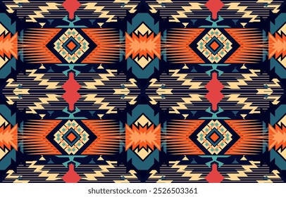 Abstractas patrón navajo con colores modernos, con Formas tradicionales como diamantes y chevrones. una elegante mezcla de herencia cultural y estética contemporánea. Azteca