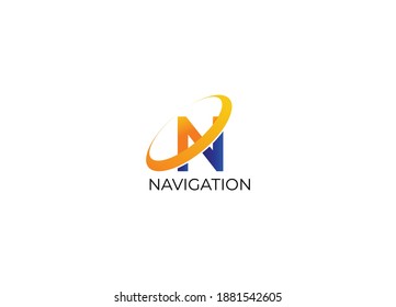 Abstract Navigation N letter initial modern logo design 