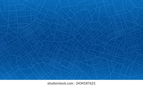 Abstract navigation plan of the urban area depicted and highlighted roads. Concept of planning and mapping a travel route using a general city map. Flat vector illustration