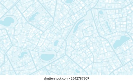 Abstract navigation plan of the urban area depicted as a simple scheme with buildings. Concept of planning and mapping a travel route using a general city map. Flat vector illustration