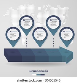 Abstract navigation point on arrow shape. Divide 5 steps level. Infographics element. Simple&Editable background.