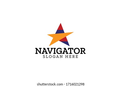abstract navigator star logo vector concept with simple, unique, elegant and modern styles on white background