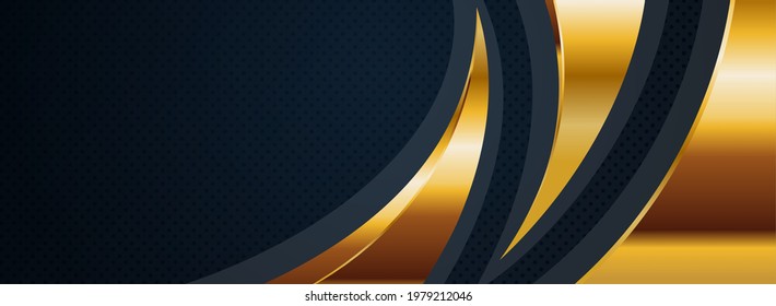 Abstract Navy Background Combined with Golden Sharp Shape Element. Graphic Design Element.