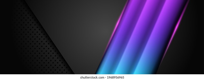 Abstract Navy Background Design Combined with Shinny Purple Gradient Lines.