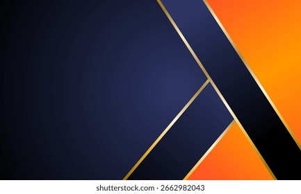 Abstrakter marineblauer Hintergrund mit glänzendem orangefarbenem Farbverlauf. Vektor