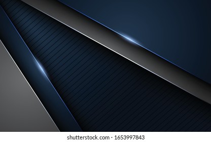 Abstrakter, blauer Hintergrund mit grauen Formen. Papierschicht mit glänzendem Licht