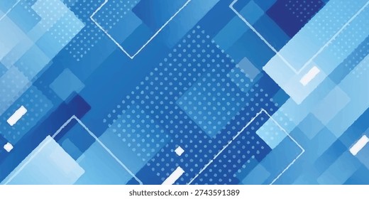 Abstract navy blue background with overlapping squares and micro dot pattern eps10
