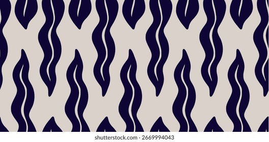 Patrón Abstractas azul marino y beige del motivo de la hoja