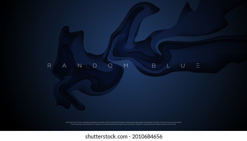 Abstract navy blue color marbling painting background. Vector EPS