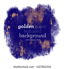 abstract navy blue copper paint textured background. dry grungy brush strokes on white background.  golden denim color graphic elements. eps 8