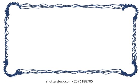 Abstract Navy Blue Frame with Wavy and Jagged Edges, Perfect for Text or Image Inserts, Minimalist Design with a Unique, Hand-Drawn Feel,