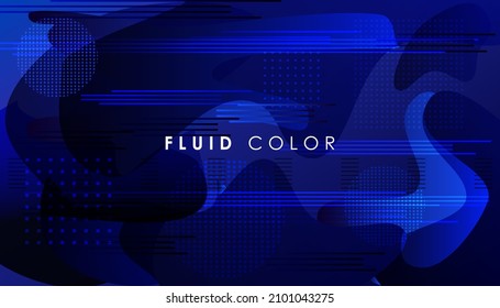 Resumen del fondo de degradado azul marino. Diseño moderno. Papel tapiz de alta tecnología. Movimiento dinámico. Burbujas fluidas, líneas y elementos geométricos, bandera futurista 2022