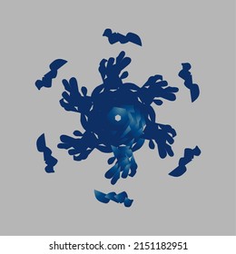 Abstract navy blue gradient flower shape vector image