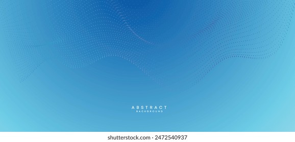 Abstract Navy Blue, Green Gradient Flowing Dot Waving Particle Geometric Technology Background. Sky Blue, Teal, Ocean Gradient Futuristic Dotted Wave Background For Science, cover, website, header