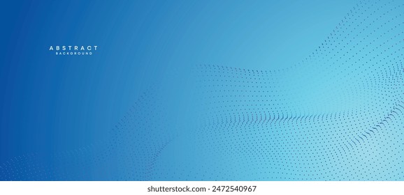 Abstract Navy Blue, Green Gradient Flowing Dot Waving Particle Geometric Technology Background. Sky Blue, Teal, Ocean Gradient Futuristic Dotted Wave Background For Science, cover, website, header