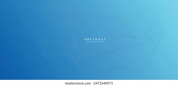 Abstract Navy Blue, Green Gradient Flowing Dot Waving Particle Geometric Technology Background. Sky Blue, Teal, Ocean Gradient Futuristic Dotted Wave Background For Science, cover, website, header