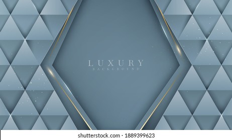 Abstract navy blue luxury background with golden line , paper cut style 3d. vector illustration.
